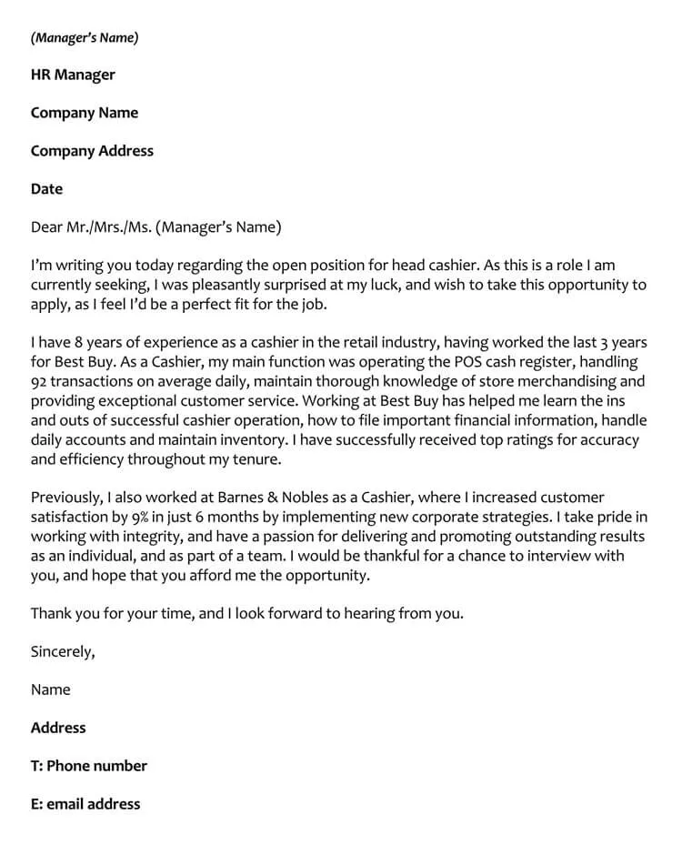 38086 cashier cover letter skills