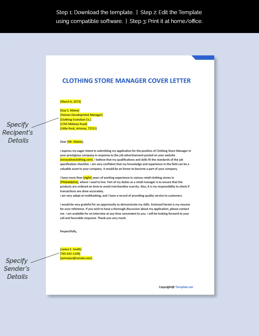 38101 clothing store cover letter example