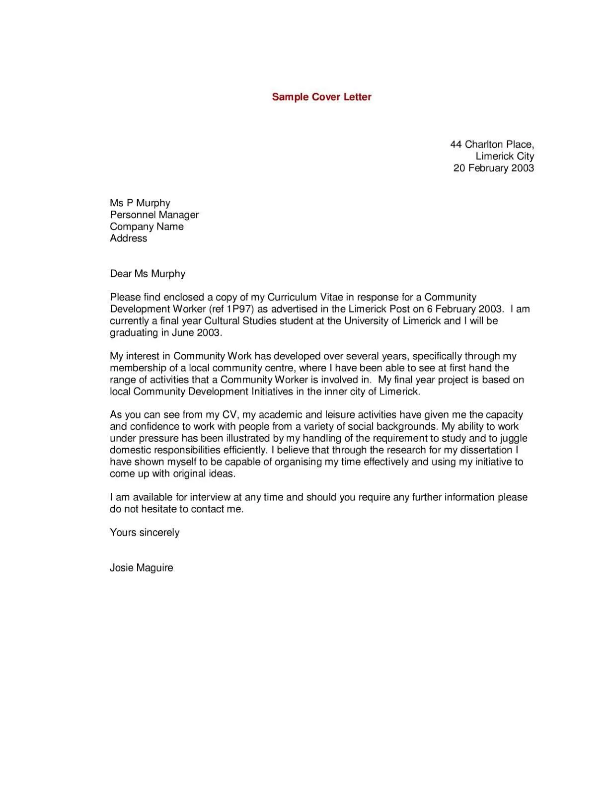 38105 professional cover letter