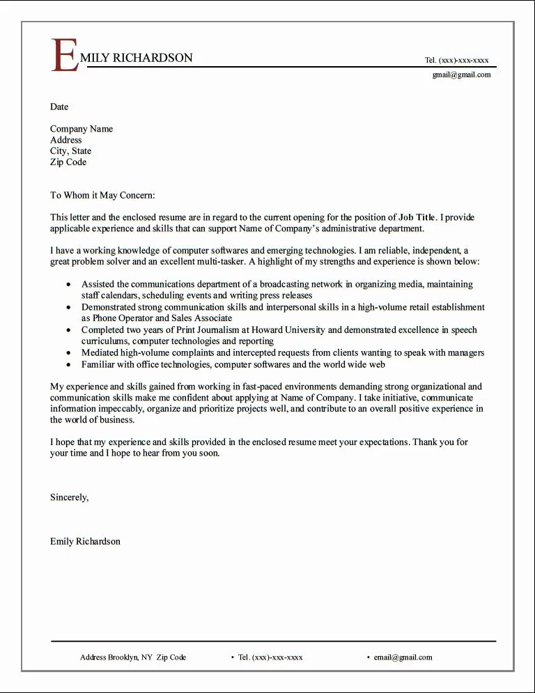 38109 tailoring cover letter