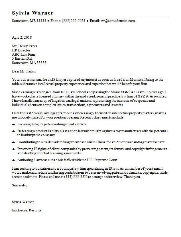 38110 law firm cover letter formatting