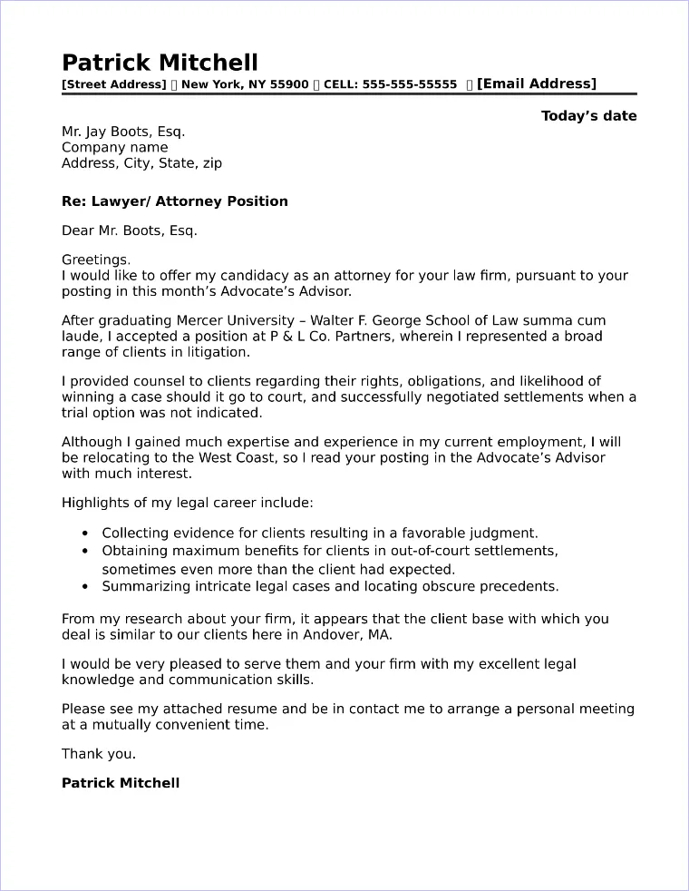 38110 law firm cover letter header