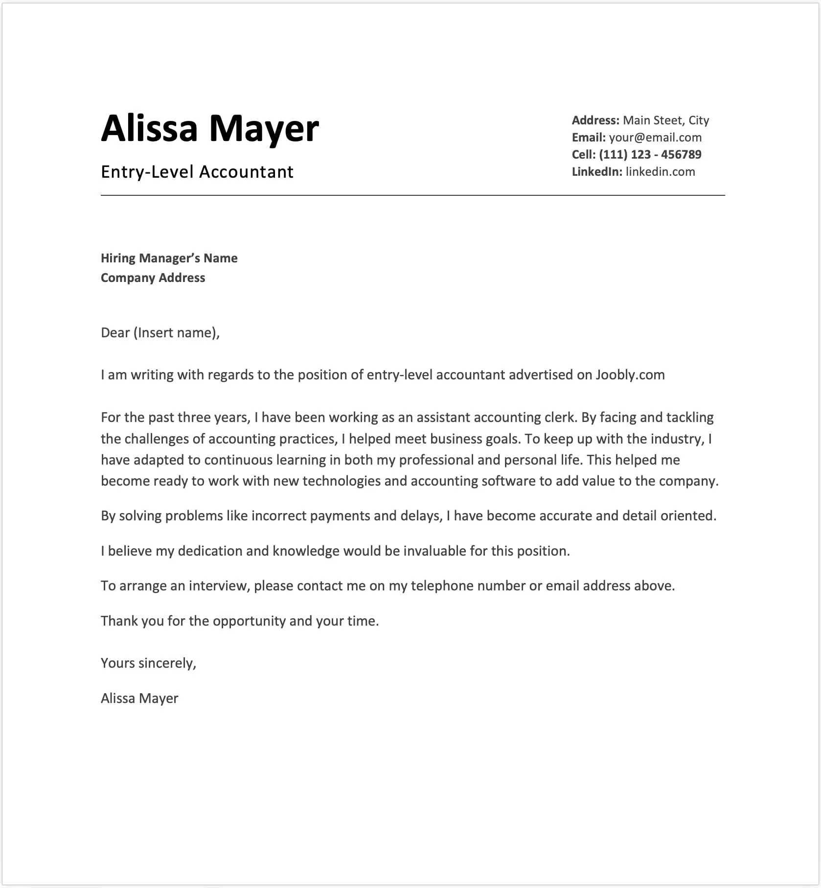 38146 career change cover letter example