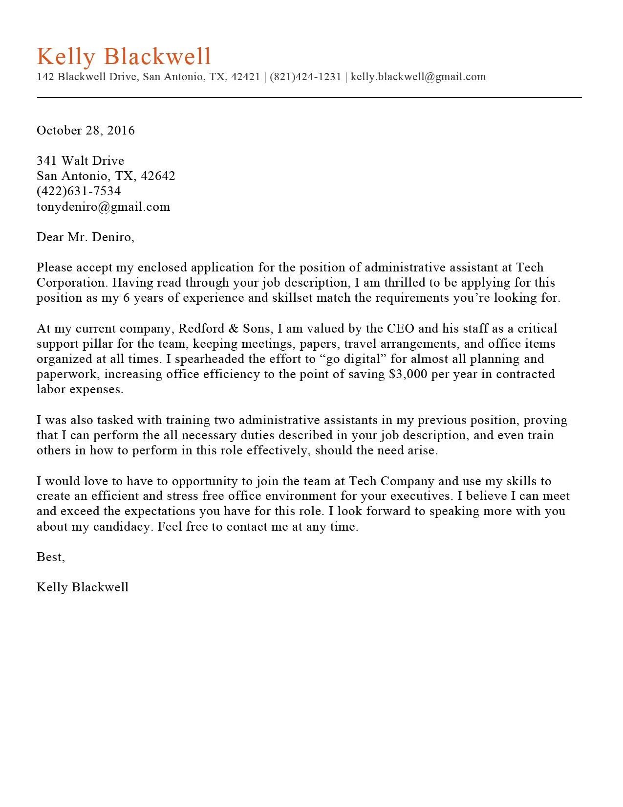 38165 cover letter formatting