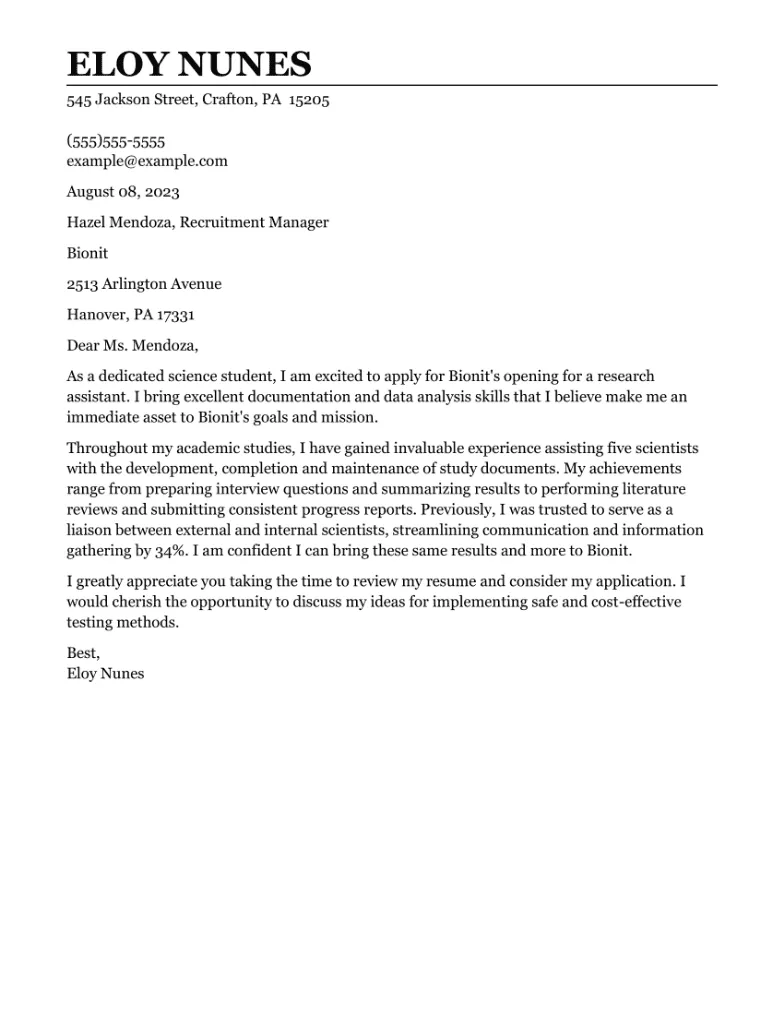 38168 science cover letter achievements