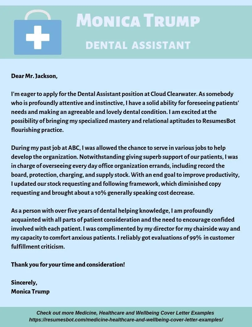 38171 dental assistant cover letter