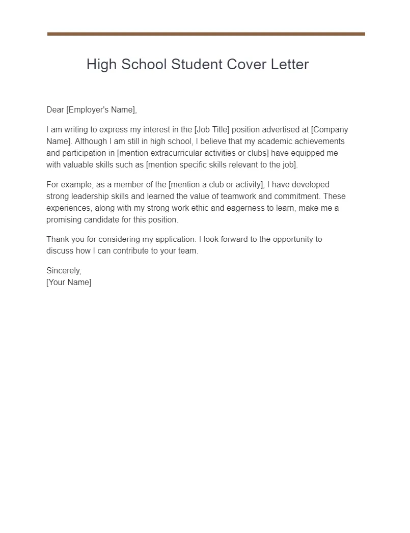 38208 cover letter high school student