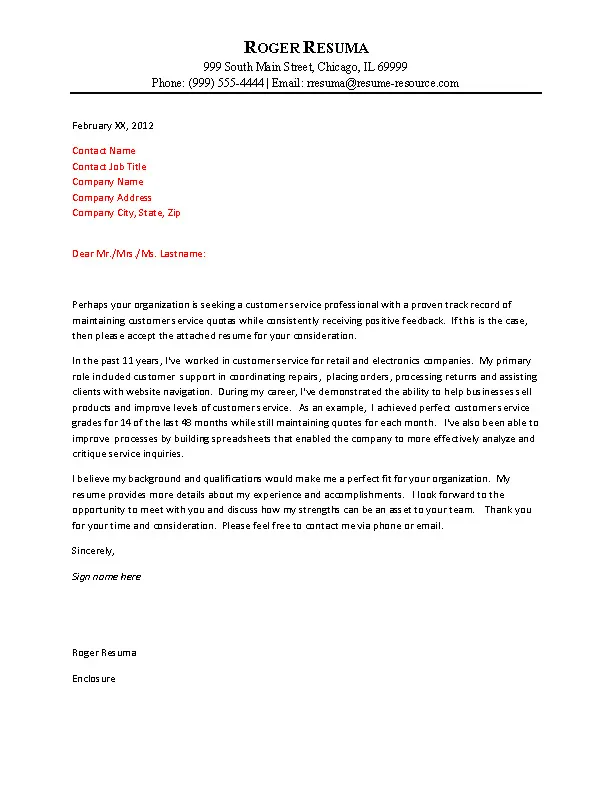 38233 customer service cover letter writing