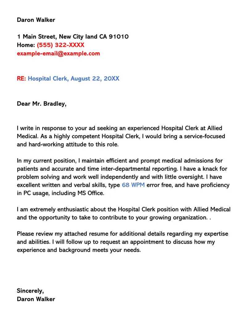 38236 hospital cover letter formatting