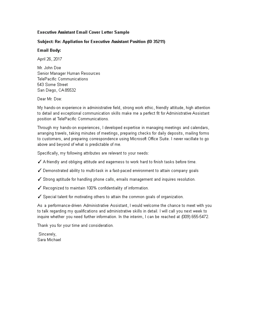 38264 cover letter email attachment