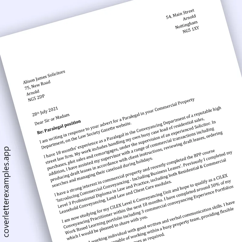 38328 paralegal sample cover letter