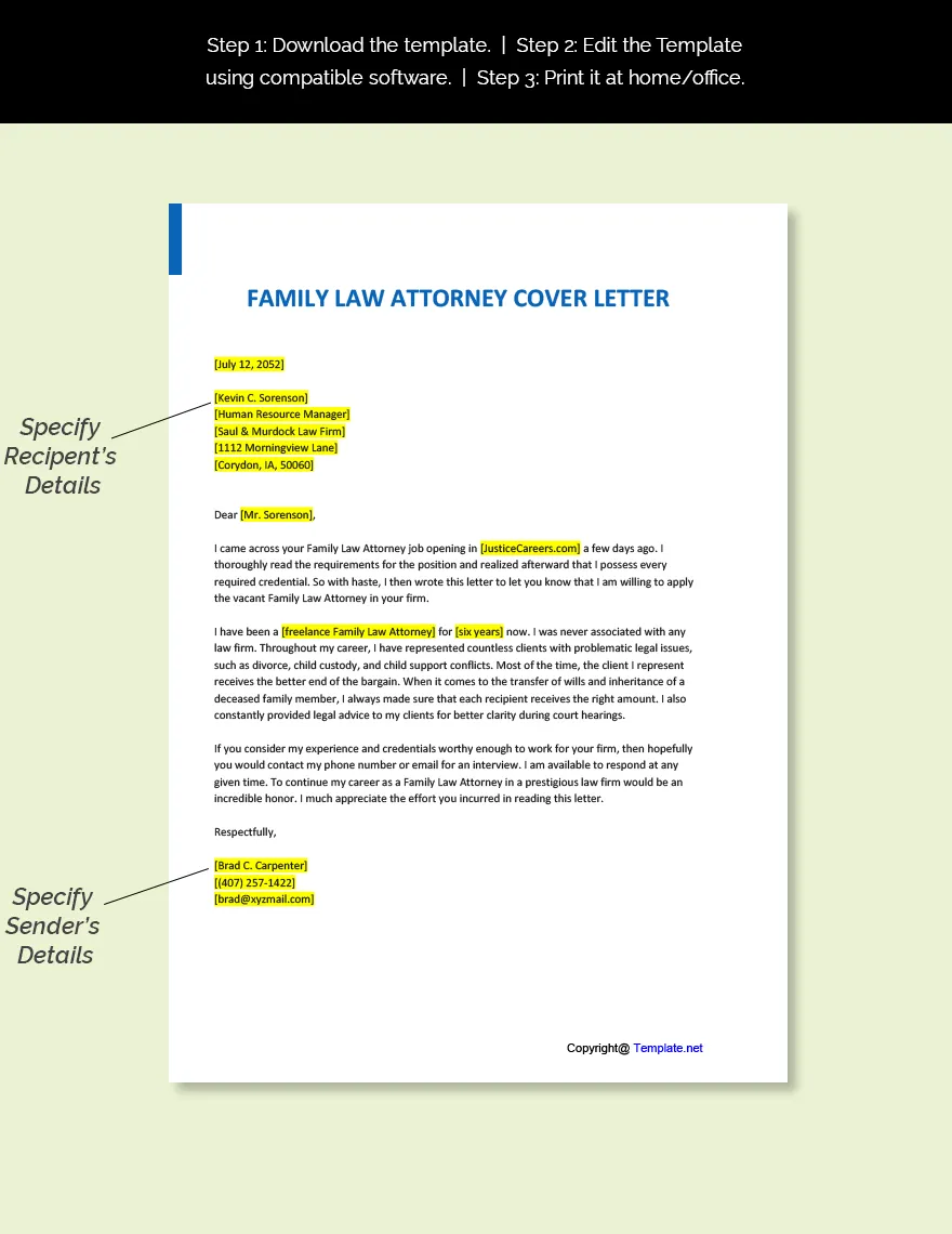 38335 family law cover letter header