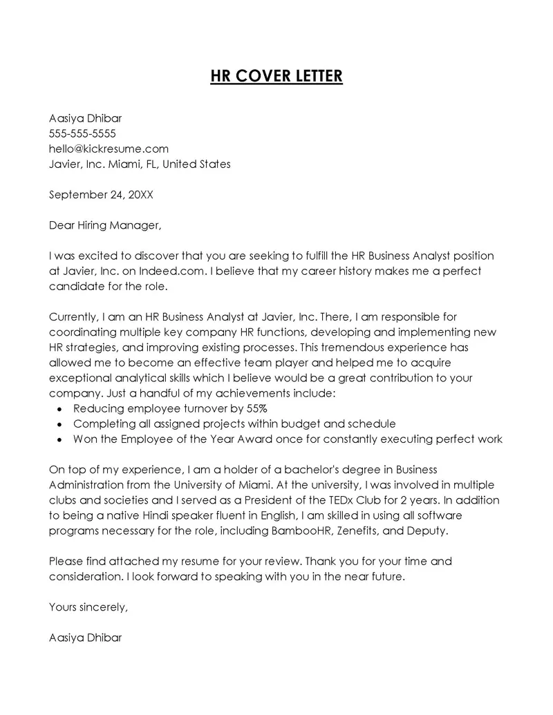 38348 hr cover letter achievements