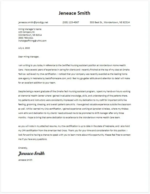 38351 cna cover letter writing