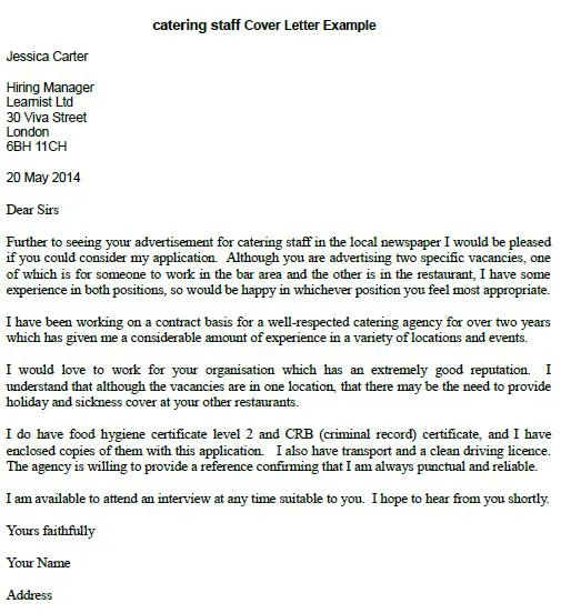 38372 catering cover letter