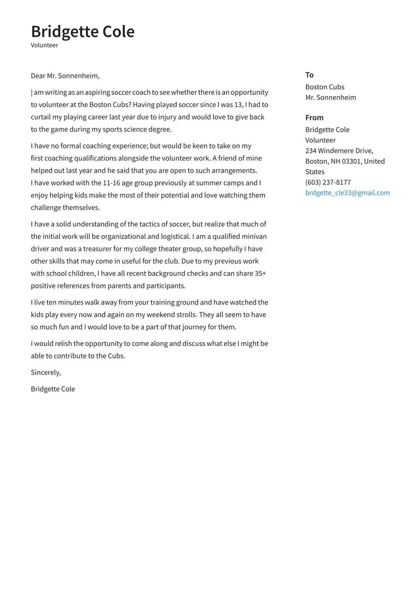 38375 volunteer cover letter elements